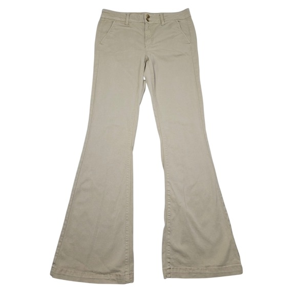American Eagle Outfitters Pants - American Eagle Artist Flare Khaki Super Stretch Pants Tan Sz 8 Long